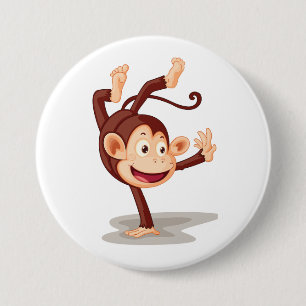 Badge Rond 7,6 Cm Singe joueur faisant un équilibre sur les mains, a