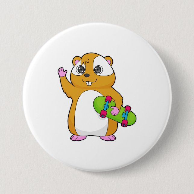 Badge Rond 7,6 Cm Skate de Hamster (Devant)