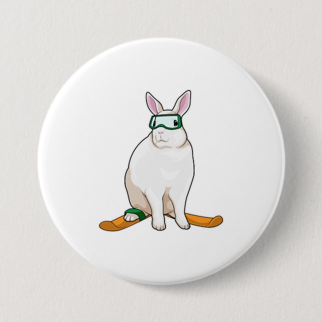 Badge Rond 7,6 Cm Ski Bunny Skier (Devant)