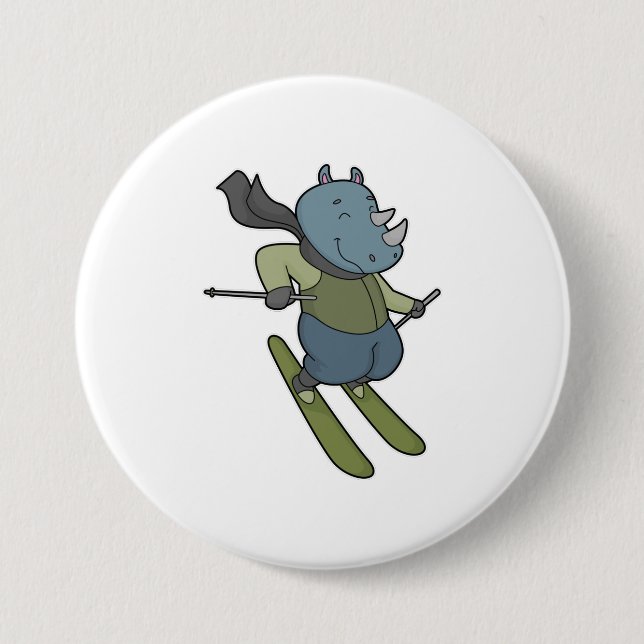 Badge Rond 7,6 Cm Ski de Rhino (Devant)