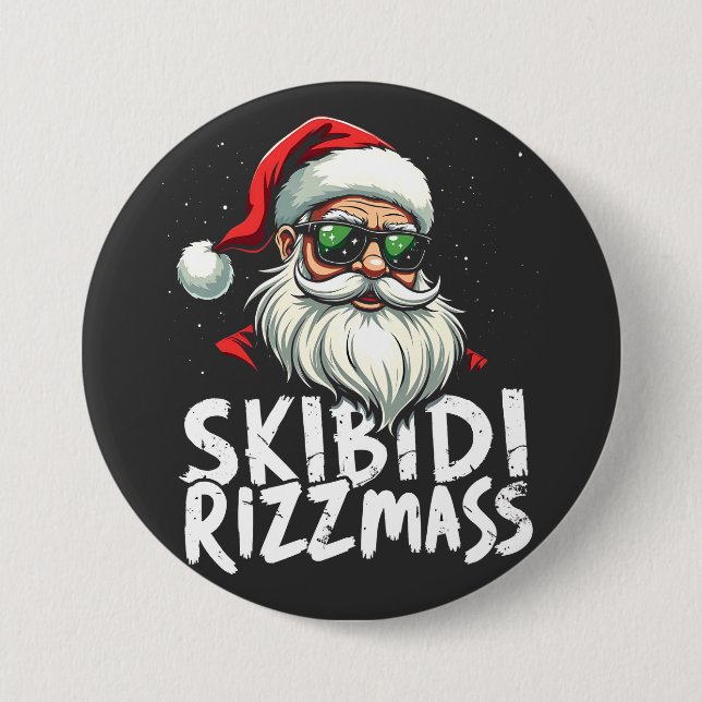 Badge Rond 7,6 Cm Skibidi Rizzmas Funny Gen Alpha Slang Noël (Devant)