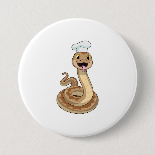 Badge Rond 7,6 Cm Snake as Cook avec Chef casquette (Devant)