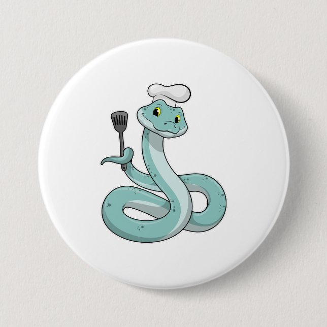 Badge Rond 7,6 Cm Snake as Cook avec Chef casquette (Devant)