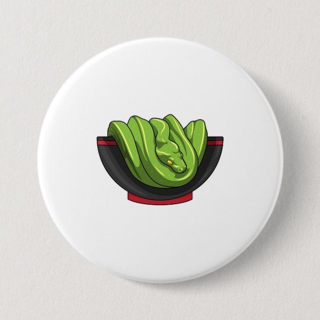 Badge Rond 7,6 Cm Snake avec Ramen Bowl (Devant)