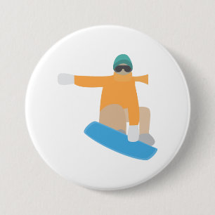 Badge Rond 7,6 Cm Snowboardeur