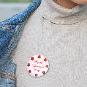 Badge Rond 7,6 Cm Soft Pastel Heureuse Sainte-Valentin Red Roses Par