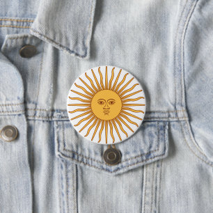 Badge Rond 7,6 Cm Soleil argentin