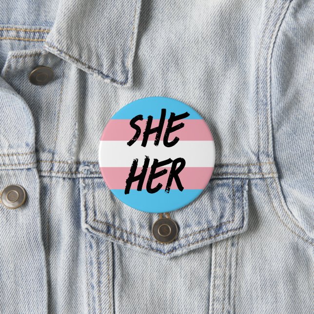Badge Rond 7,6 Cm Son Pronounounounours Bouton Trans (En situation)