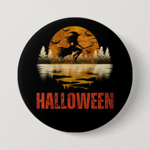 BADGE ROND 7,6 CM SORCIÈRE DE NUIT D'HALLOWEEN