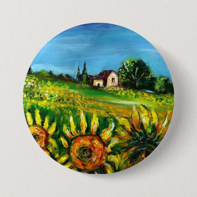 BADGE ROND 7,6 CM SOUFFRANCES ET CAMPAGNE EN TOSCANE (Devant)