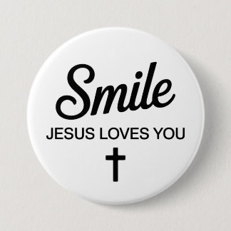 Badge Rond 7,6 Cm Sourire Jésus t'aime