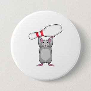 Badge Rond 7,6 Cm Souris à Bowling avec épingle de Bowling