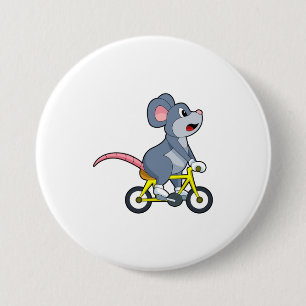 Badge Rond 7,6 Cm Souris avec vélo