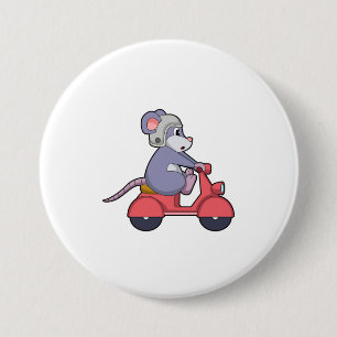 Badge Rond 7,6 Cm Souris comme Biker avec Scooter.PNG
