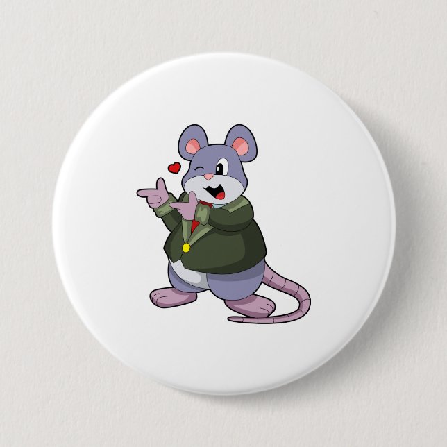 Badge Rond 7,6 Cm Souris comme marié en costume (Devant)