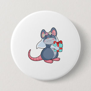 Badge Rond 7,6 Cm Souris comme mariée avec Voile & Gift.PNG