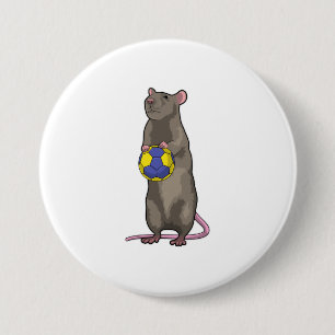 Badge Rond 7,6 Cm Souris de Handball Sports