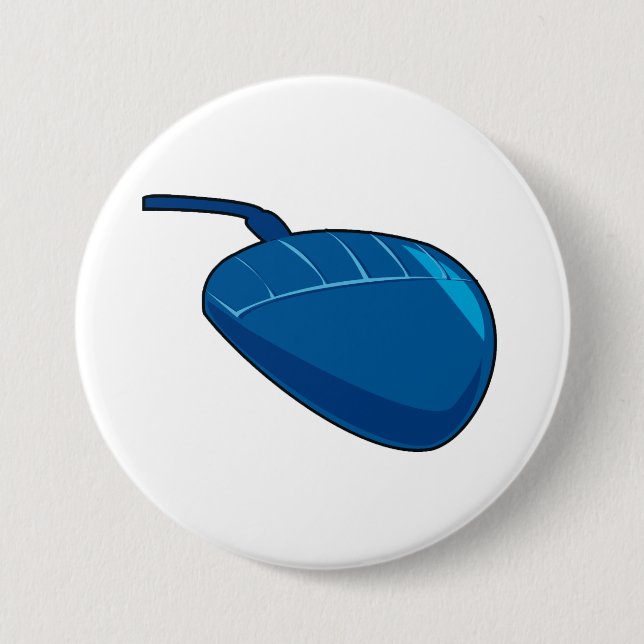 Badge Rond 7,6 Cm Souris d'ordinateur bleu (Devant)