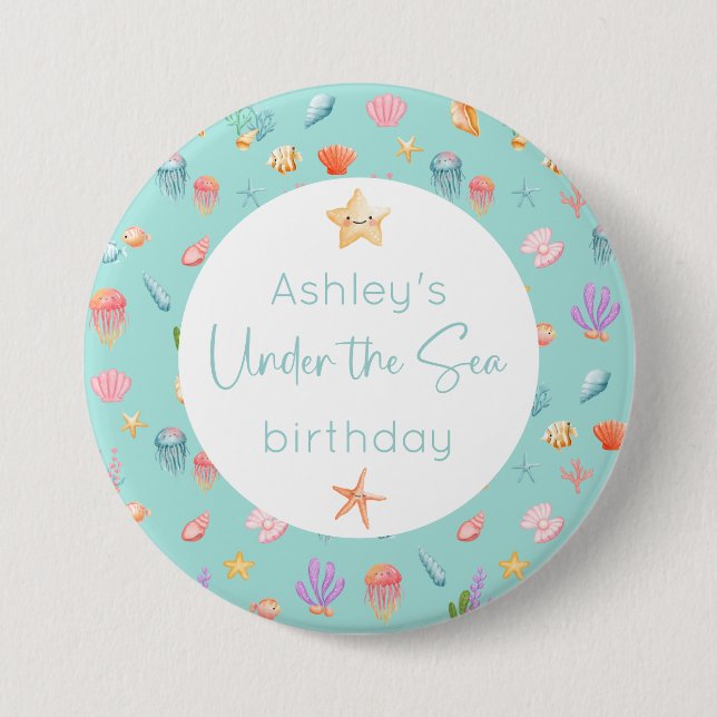 Badge Rond 7,6 Cm Sous la mer Anniversaire (Devant)
