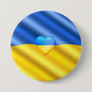 Badge Rond 7,6 Cm Soutenez Ukraine Freedom Peace Heart - Ukraine Fla