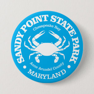 Badge Rond 7,6 Cm SP Sandy Point (crabe)