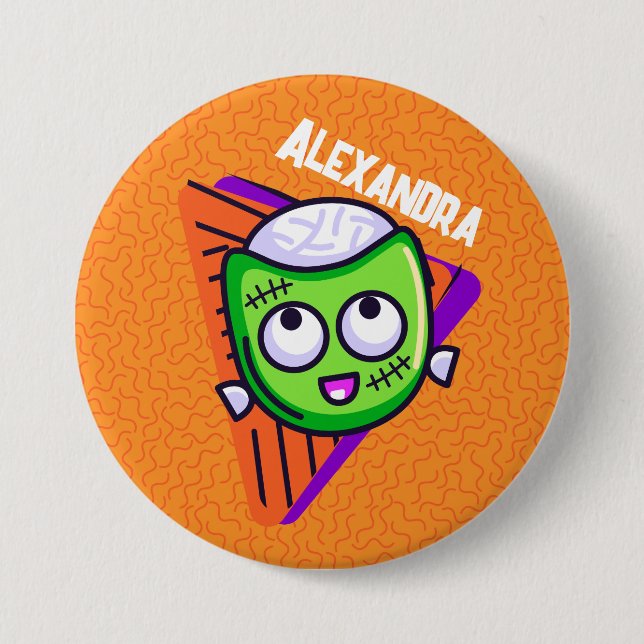 Badge Rond 7,6 Cm Spooktacular Personalized Zombie Button - orange (Devant)
