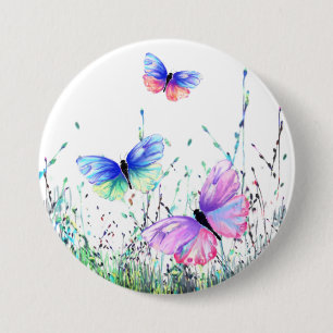Badge Rond 7,6 Cm Spring Joy - Papillons colorés volant dans la natu