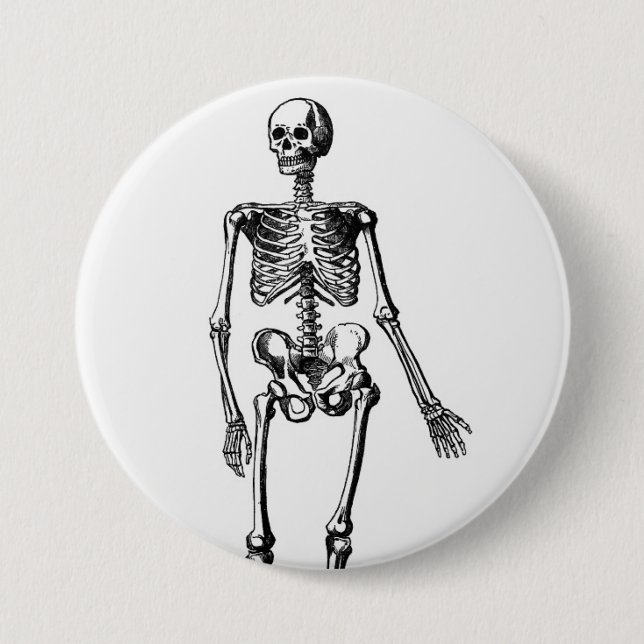 Badge Rond 7,6 Cm Squelette (Devant)