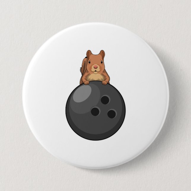 Badge Rond 7,6 Cm Squirl at Bowling (Devant)