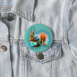 Badge Rond 7,6 Cm Squirrel in modern style