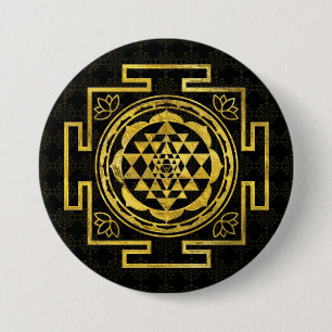 Badge Rond 7,6 Cm Sri d'or Yantra/Sri Chakra