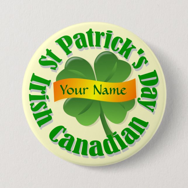 Badge Rond 7,6 Cm St Patrick d'Irlande (Devant)