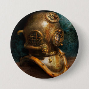 Badge Rond 7,6 Cm Steampunk - plongée - le casque de plongée