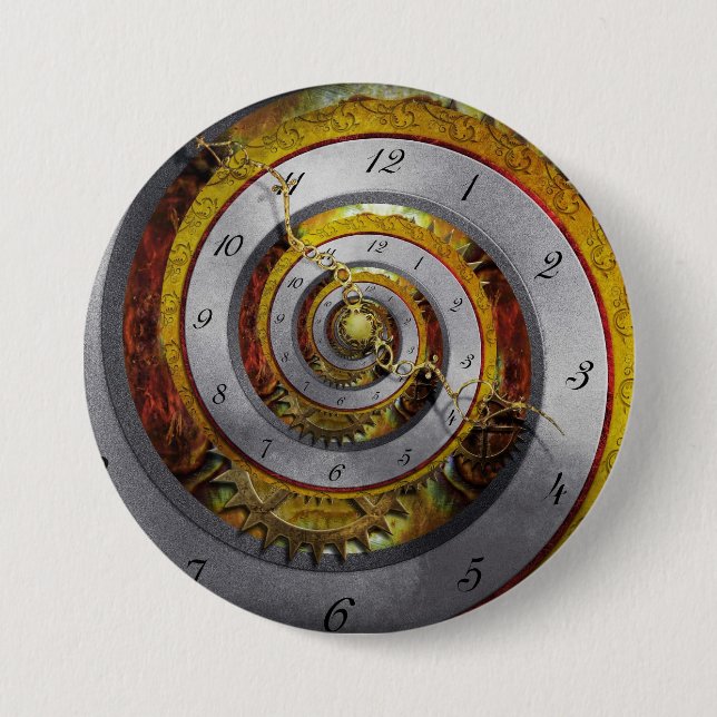 Badge Rond 7,6 Cm Steampunk - spirale - temps infini (Devant)