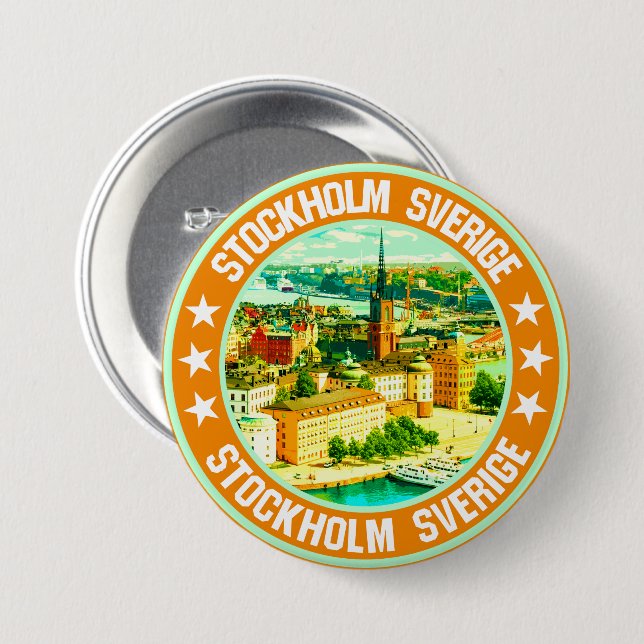 Badge Rond 7,6 Cm Stockholm (Devant & derrière)