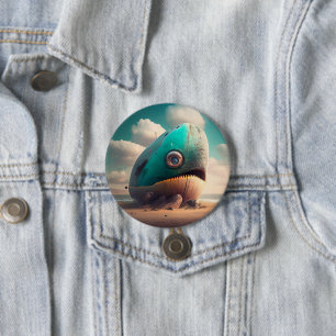 Badge Rond 7,6 Cm Strange Whale