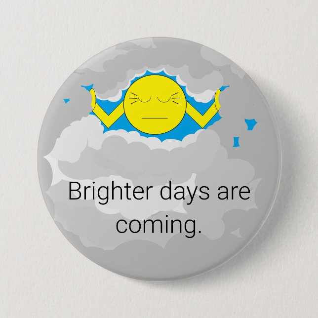 Badge Rond 7,6 Cm Sun Pushing Through Storm Clouds: (Devant)