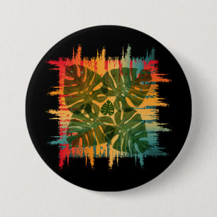 BADGE ROND 7,6 CM SUNSET LEAFY TROPICAL