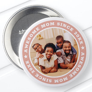 Badge Rond 7,6 Cm Super Maman Depuis 20XX Modern Photo Simple