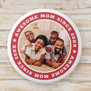 Badge Rond 7,6 Cm Super Maman Depuis 20XX Modern Photo Simple