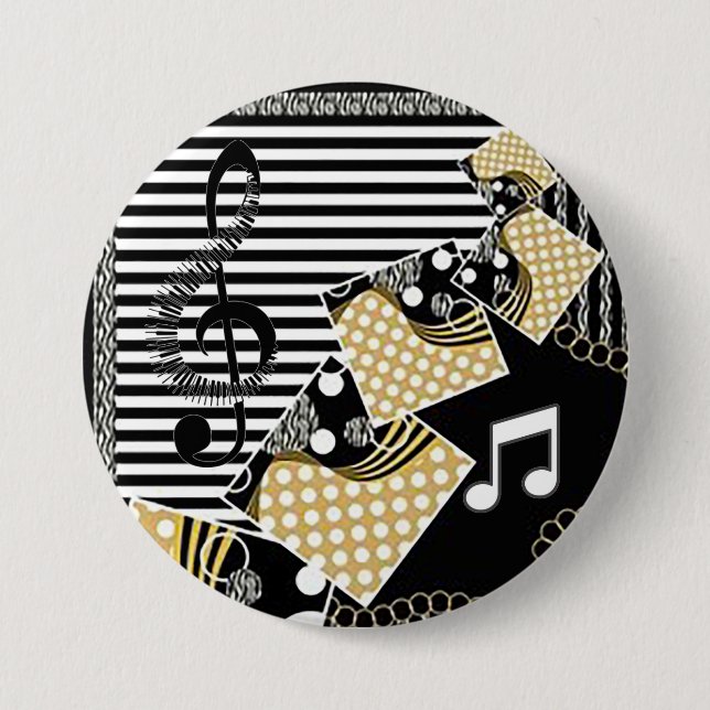 Badge Rond 7,6 Cm Sur un bouton amusant de note musicale (Devant)