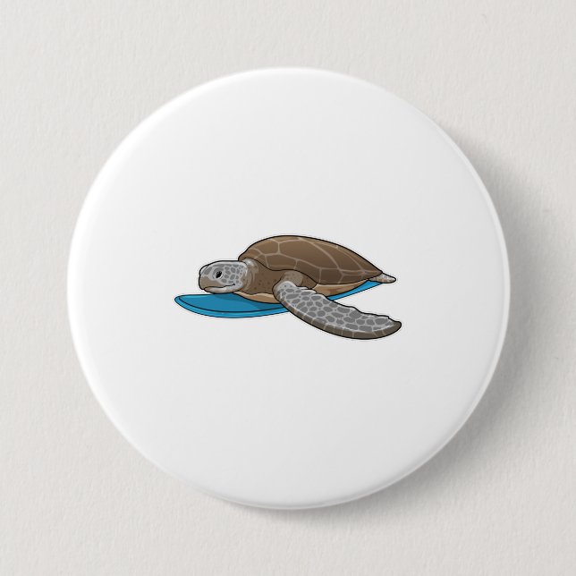 Badge Rond 7,6 Cm Surfer sur tortue (Devant)