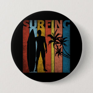BADGE ROND 7,6 CM SURFING ÉTÉ TROPICAL