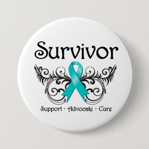 Badge Rond 7,6 Cm Survivant Deco floral de Cancer ovarien