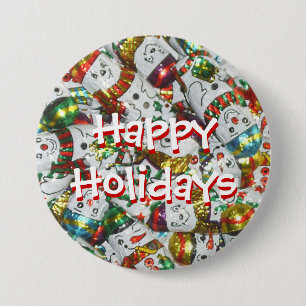 Badge Rond 7,6 Cm Sweet Snowmen Happy Holidays bouton
