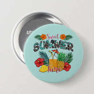 Badge Rond 7,6 Cm Sweet Summer Time Beach Tropical Island