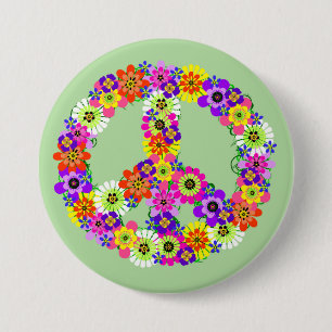 Badge Rond 7,6 Cm SYMBOLE DE LA PAIX Floral