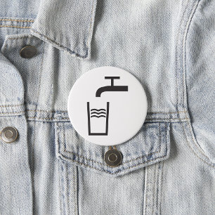 Badge Rond 7,6 Cm Symbole de l'eau du robinet