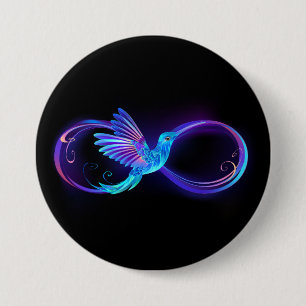 Badge Rond 7,6 Cm Symbole de Neon Infinity par Glowing Hummingbird