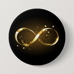 Badge Rond 7,6 Cm Symbole d'infini doré